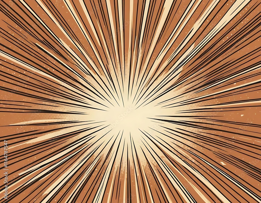 Obraz premium Abstract Radial Lines Burst Design in Brown and Beige Tones