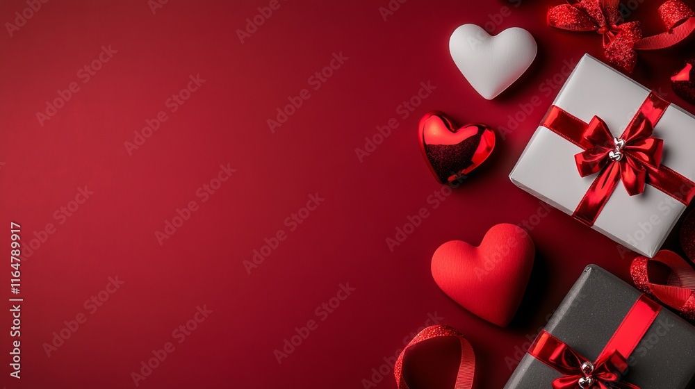 Valentine's Day Gift Ideas Romantic Setting Gift Box and Hearts Cozy Atmosphere Aesthetic View Love Concept Valentine's Day Gift Ideas Romantic Setting Gift Box and Hearts Cozy Atmosphere Aesthetic View Love Concept