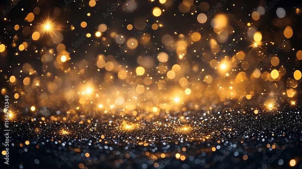 Naklejka premium Sparkling Gold and Black Glitter Background