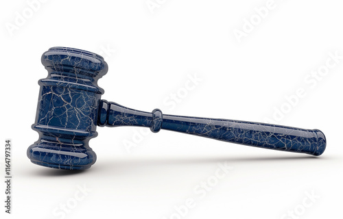 Blue Cracked-Surface Gavel on White Background photo