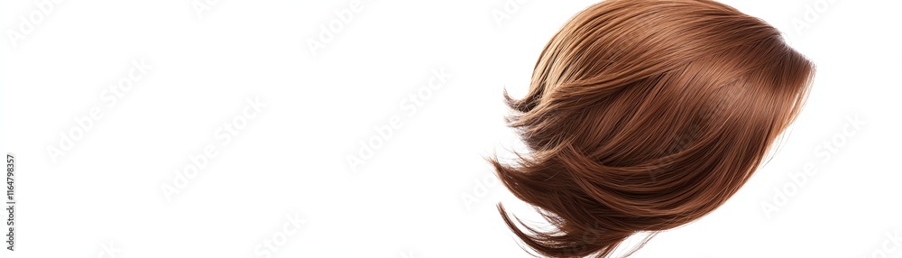 Beautiful brown hair styled elegantly on a white isolated background. Beautiful brown hair styled elegantly on a white isolated background.
