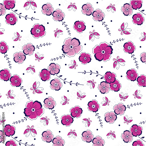 Butterflies in Flowers pattern.