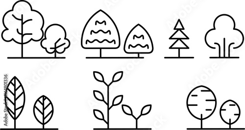 illustration of a group of tree species