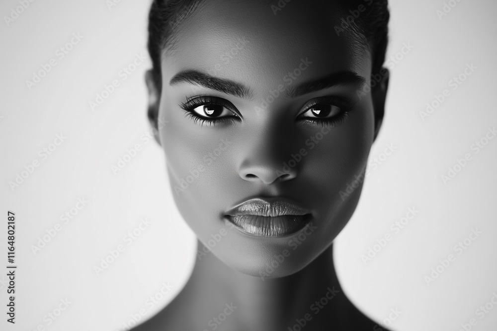 Fototapeta premium Beautiful skin woman face, clean and healthy beauty skincare and cosmetics for adverstising. Generative Ai.