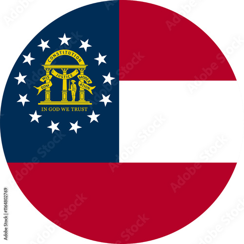Georgia Circle Flag, Circle Flag of Georgia, USA, Vector Images