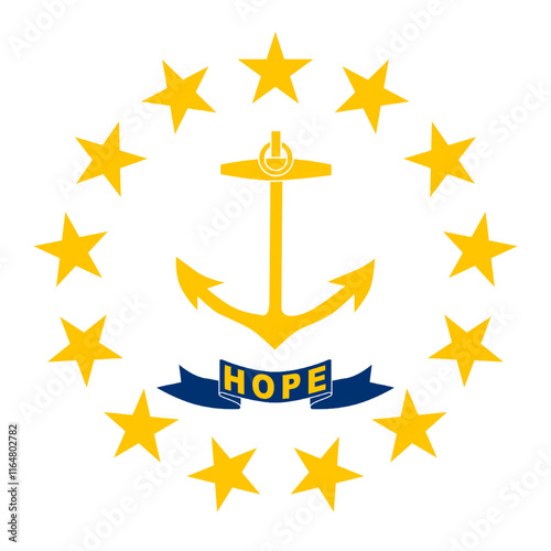 Rhode Island Circle Flag, Circle Flag of Rhode Island, USA, Vector Images