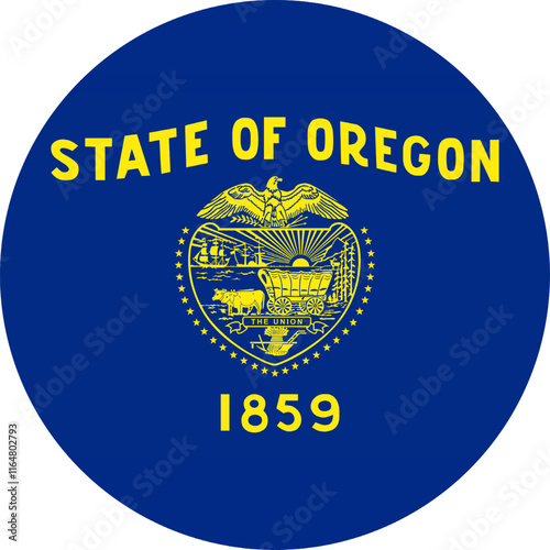 Oregon Circle Flag, Circle Flag of Oregon, USA, Vector Images
