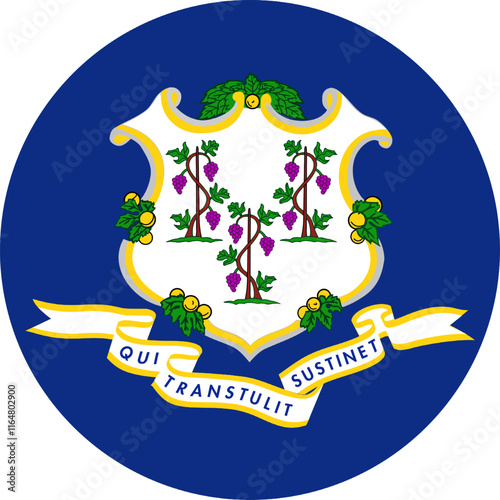 Connecticut Circle Flag, Circle Flag of Connecticut, USA, Vector Images