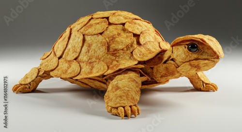 Creative chip-covered turtle design captures whimsical artistic vision photo