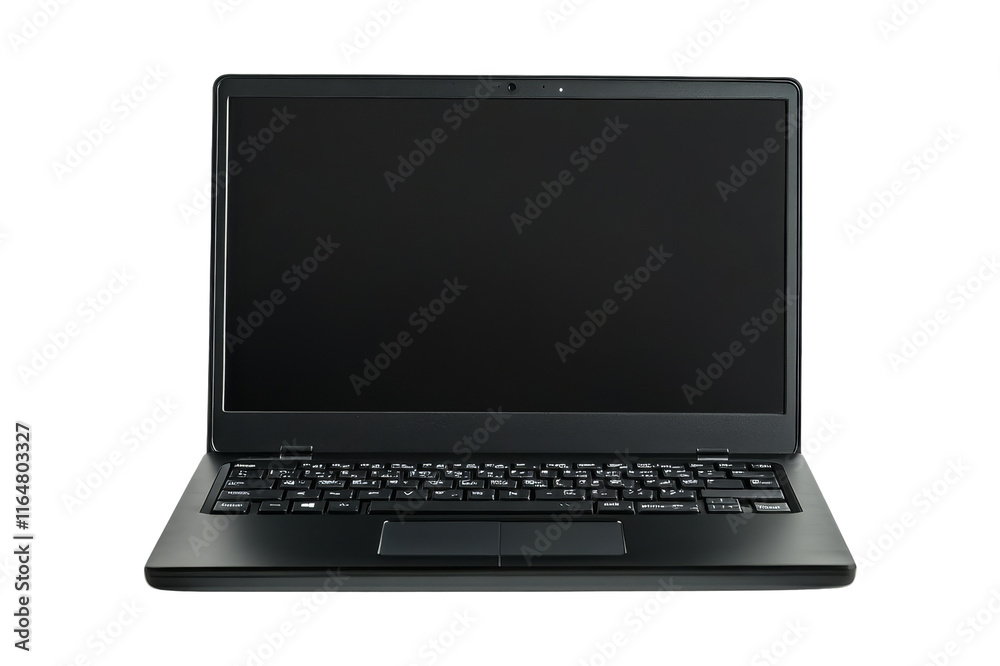 Compact black laptop with foldable keyboard isolated Compact black laptop with foldable keyboard isolated