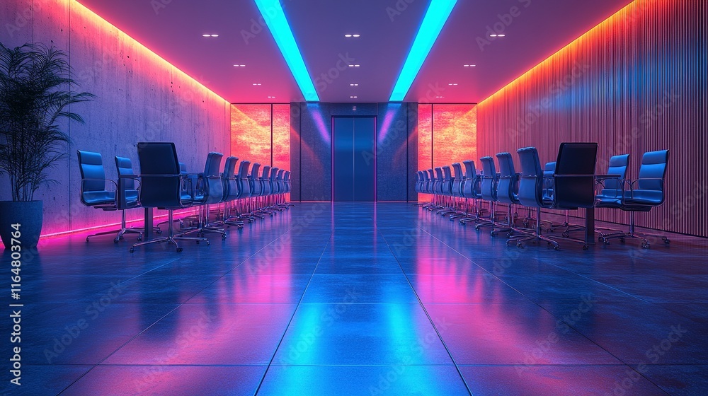 custom made wallpaper toronto digitalNeon Lit Modern Conference Room With Chairs