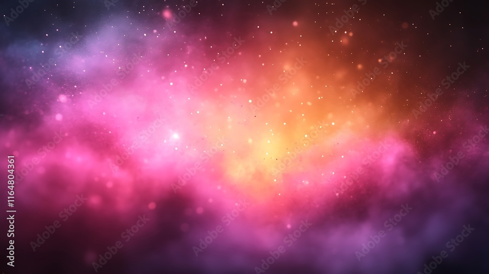 Naklejka premium Abstract Pink Orange Nebula Cosmic Dust Background