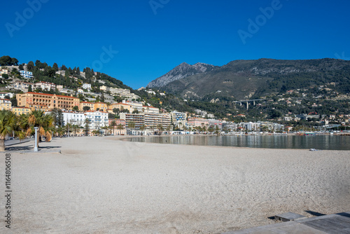 Panorama of The Old town of Menton, France photo