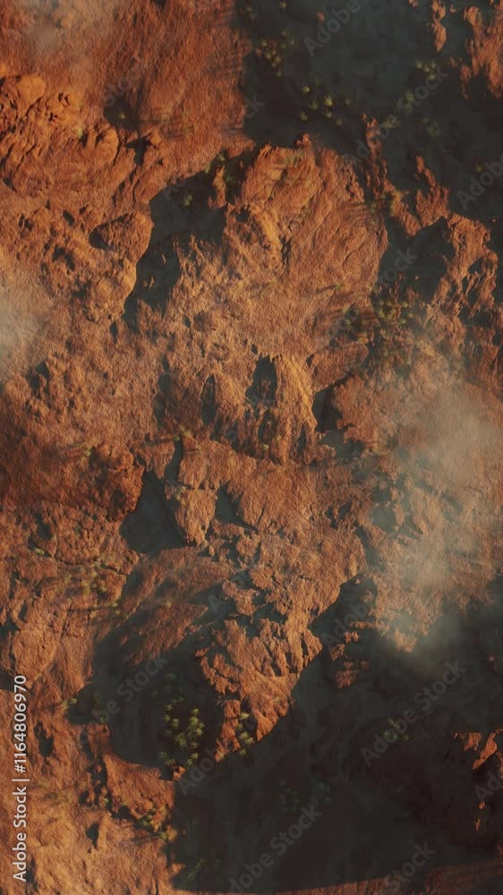 Vertical video. Aerial top down view of desert landscape. Time lapse sun. 3D Rendering Vertical video. Aerial top down view of desert landscape. Time lapse sun. 3D Rendering