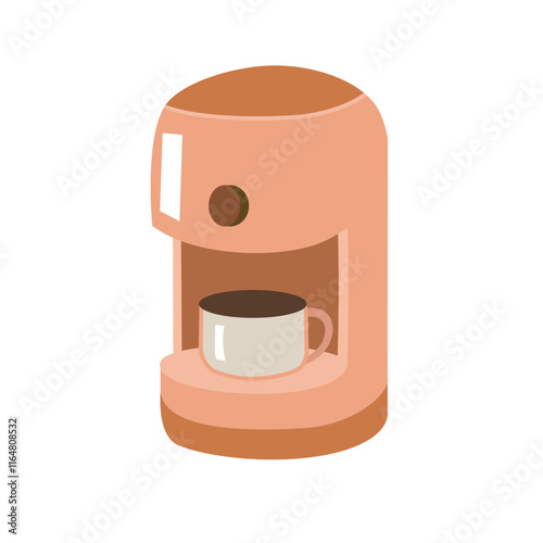 Coffee machine illustration. Coffee shop equipment. Coffee maker. Coffee filter. 