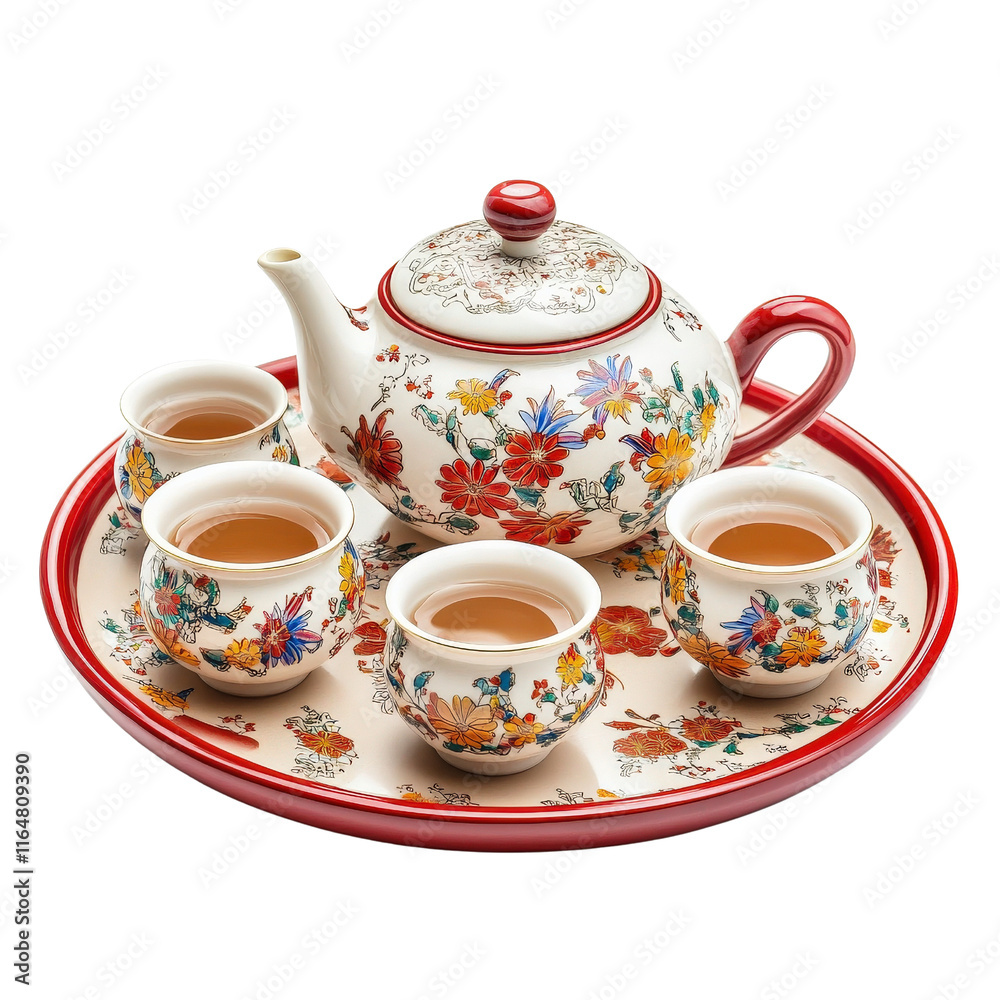 beautifully designed tea set featuring floral teapot and matching cups, perfect for serving tea. vibrant colors and intricate patterns add elegance to any gathering beautifully designed tea set featuring floral teapot and matching cups, perfect for serving tea. vibrant colors and intricate patterns add elegance to any gathering