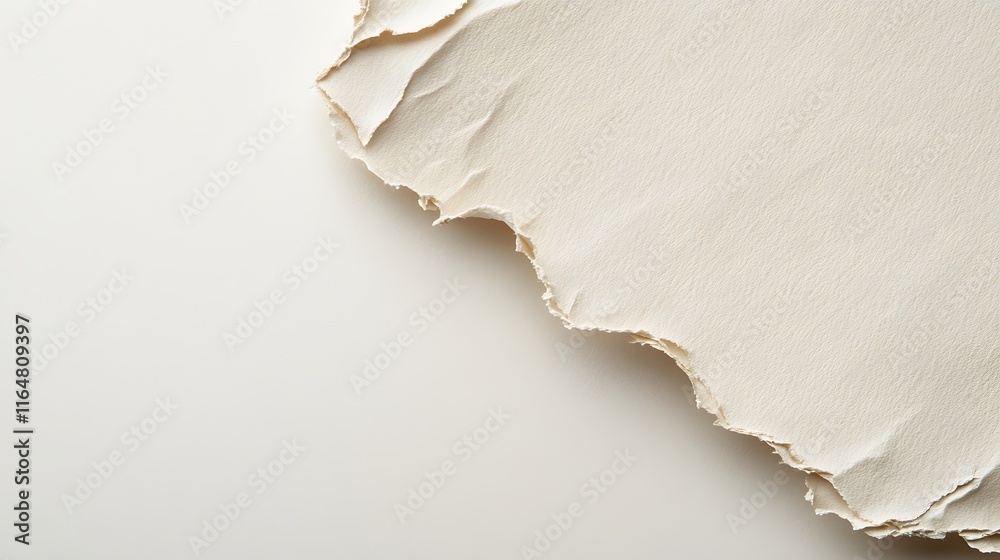 Creamy textured paper with irregular edge detail Creamy textured paper with irregular edge detail