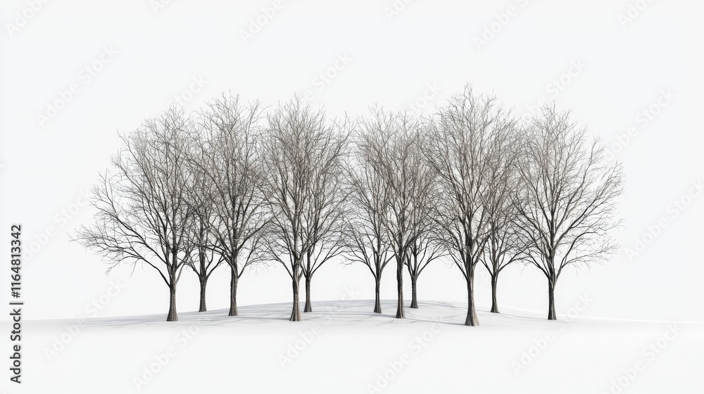 Obraz premium Winter Landscape Bare Trees Snow Minimalist Nature Scene