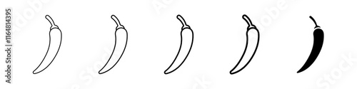 chilli icon Simple thin line logo set