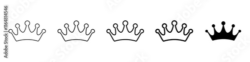 crown icon Simple thin line logo set