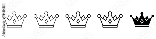 crown icon Simple thin line logo set