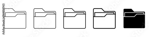 folder icon Simple thin line logo set