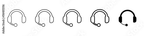 headphone icon Simple thin line logo set
