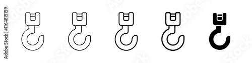 hook icon Simple thin line logo set