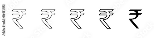 indian currency icon Simple thin line logo set