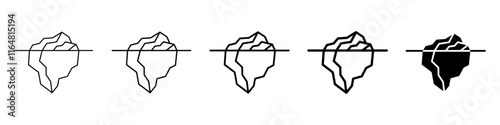 iceberg icon Simple thin line logo set