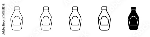ketchup bottle icon Simple thin line logo set