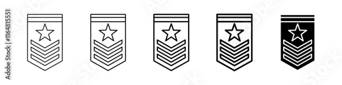 military badge icon Simple thin line logo set