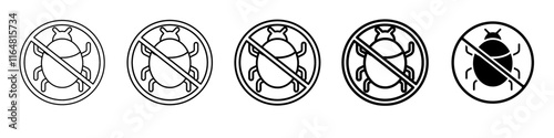no bug icon Simple thin line logo set