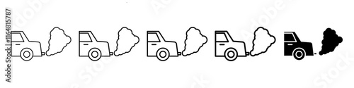 no car smoke icon Simple thin line logo set