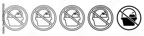 no fruit basket icon Simple thin line logo set