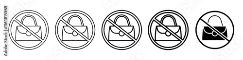 no hand bag icon Simple thin line logo set