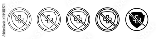 no health icon Simple thin line logo set