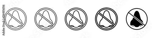 no nose icon Simple thin line logo set