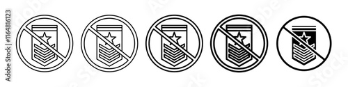 no military badge icon Simple thin line logo set
