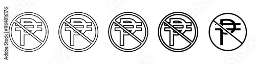no philippine currency icon Simple thin line logo set