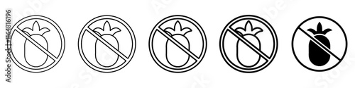 no pineapple icon Simple thin line logo set