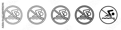 no swim icon Simple thin line logo set