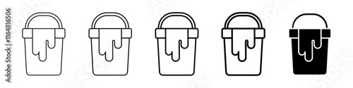 paint bucket icon Simple thin line logo set