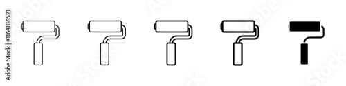 paint roller icon Simple thin line logo set