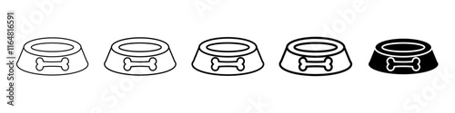 pet food bowl icon Simple thin line logo set