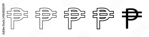 philippine currency icon Simple thin line logo set