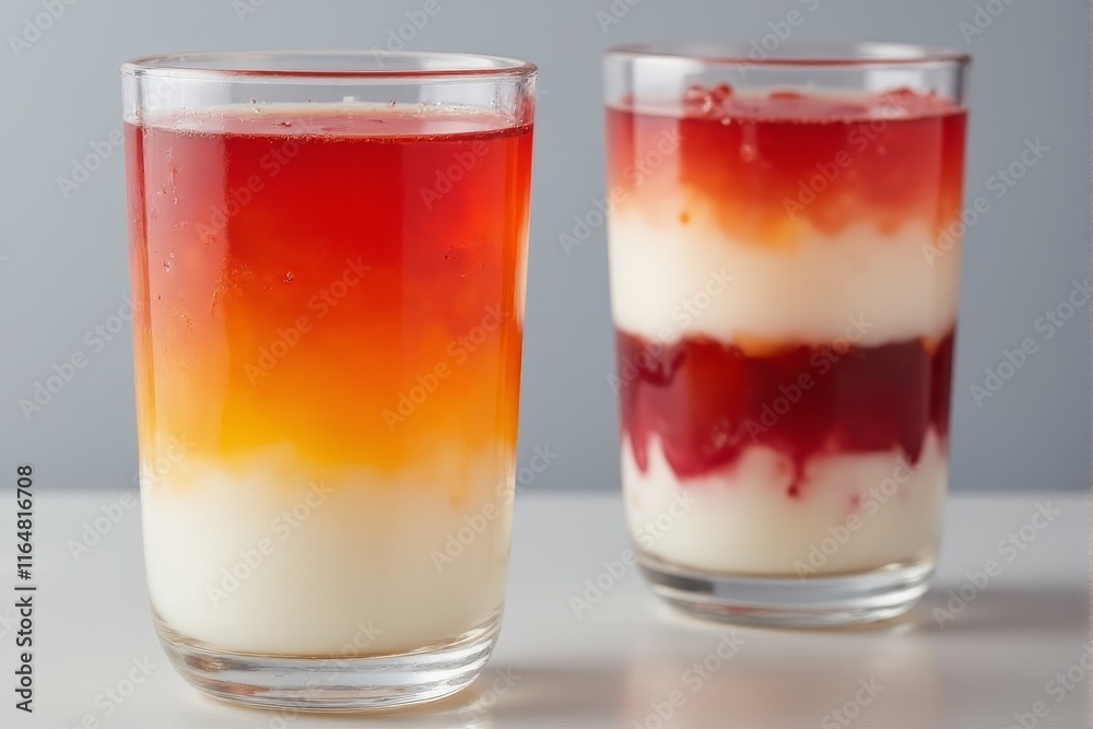 Smoothie layers showing vibrant gradients in modern glassware Smoothie layers showing vibrant gradients in modern glassware