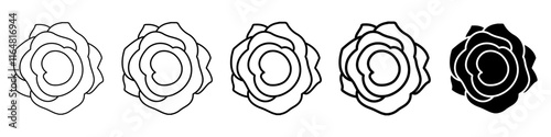 rose icon Simple thin line logo set