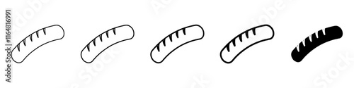 sausage icon Simple thin line logo set