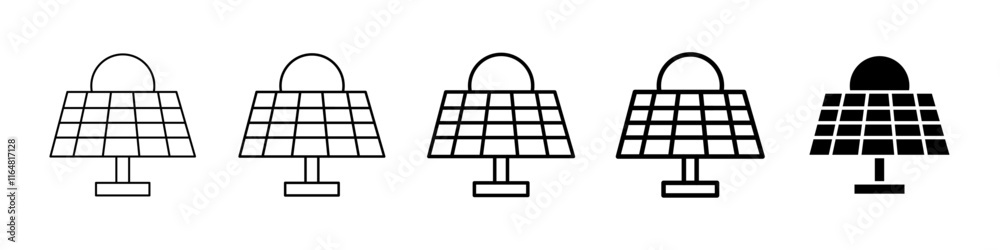 solar energy icon Simple thin line logo set